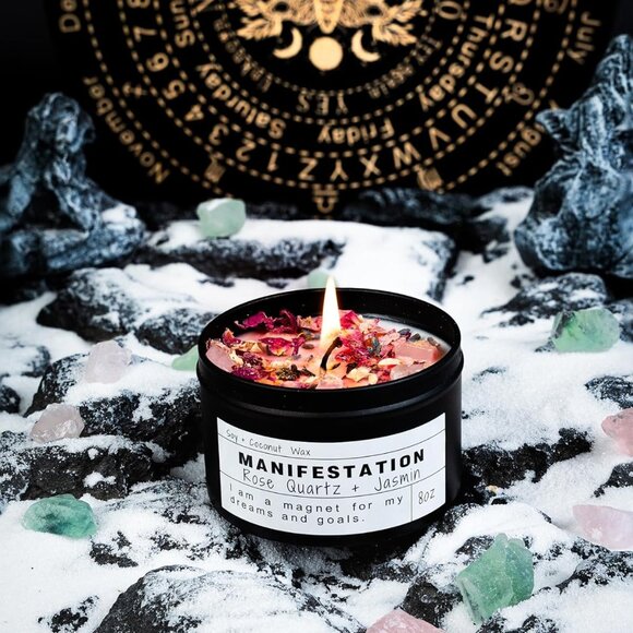 Crystal Soy Candles, Handmade Wishing Gifts, Wishing Law of Attraction MANIFEST - Picture 5 of 6